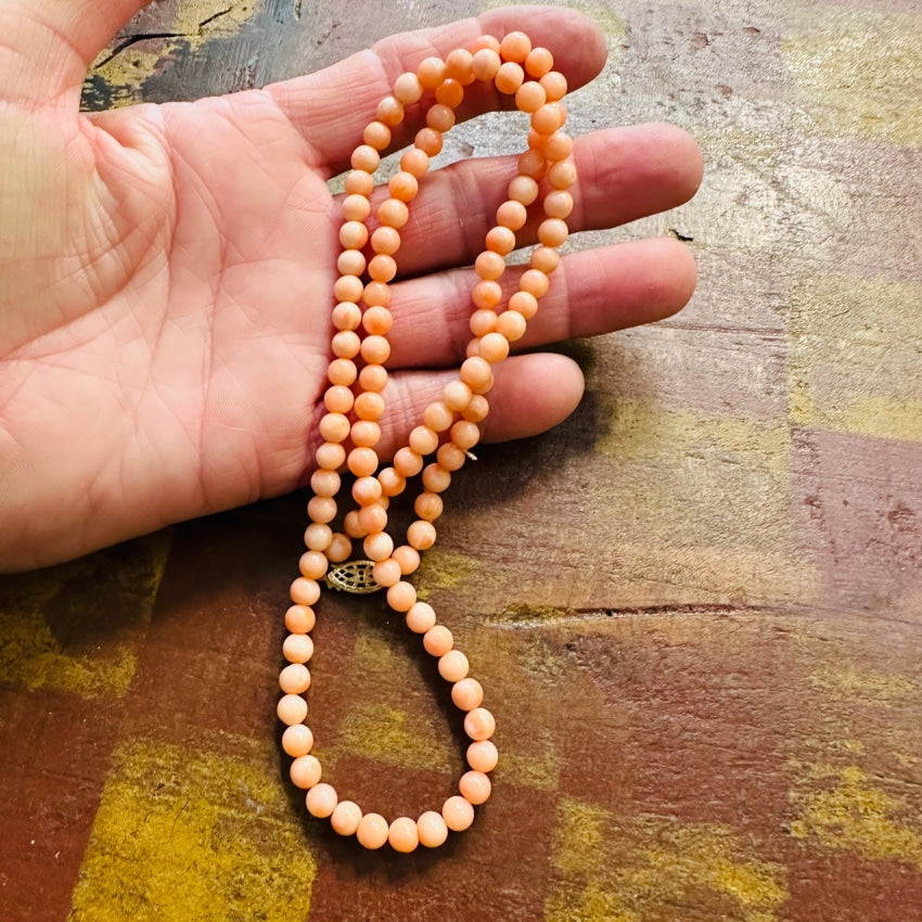 Vintage Coral and Gold Bead Necklace